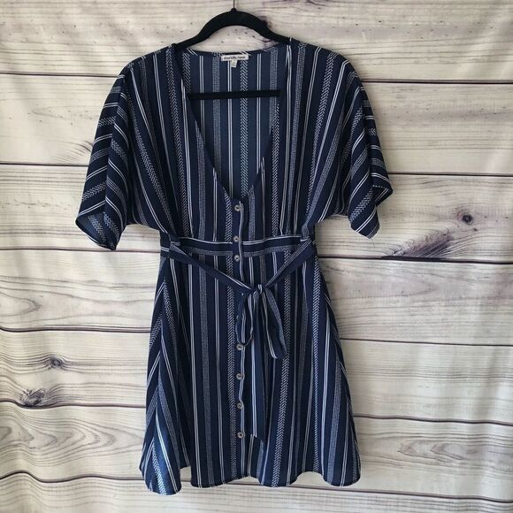 Charlotte Russe Dresses & Skirts - Charlotte Russe Navy Striped Button Down Dress